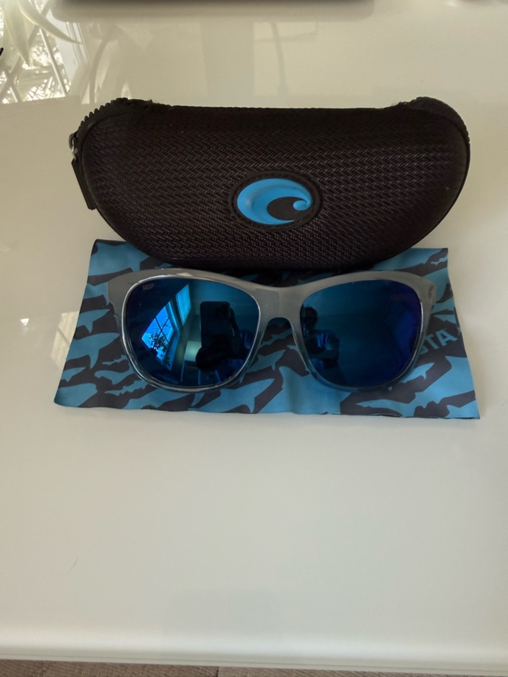 Costa Men's Sunglasses Transparent Teal Frame with Blue Lenses